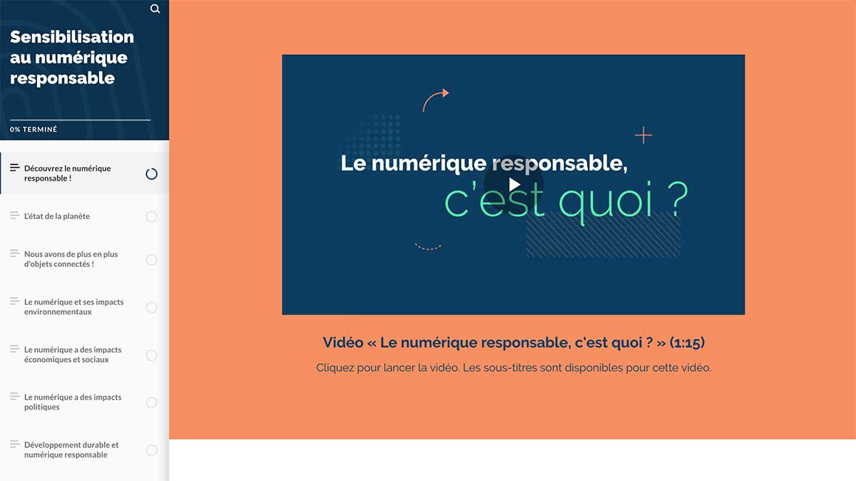 MOOC Sensibilisation Numérique Responsable (30min)
